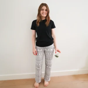 Ladies Grey Fair Isle Pajamas Set