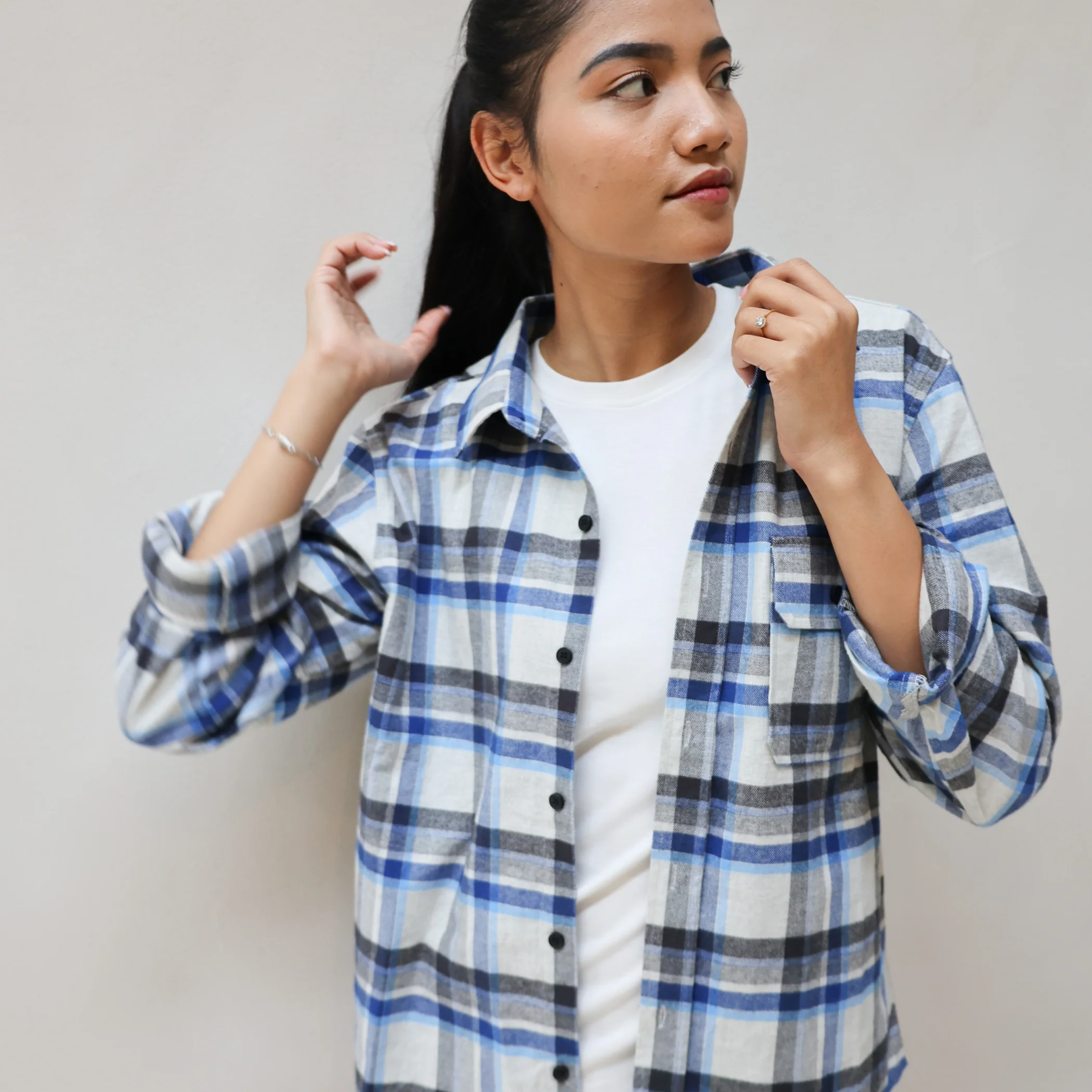 Mini Flannel Shirt Blue Check – Image 4