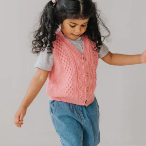 Knitted Cotton Vest Pink