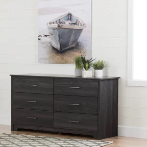 Bureau double 6 tiroirs Fusion - Chêne gris