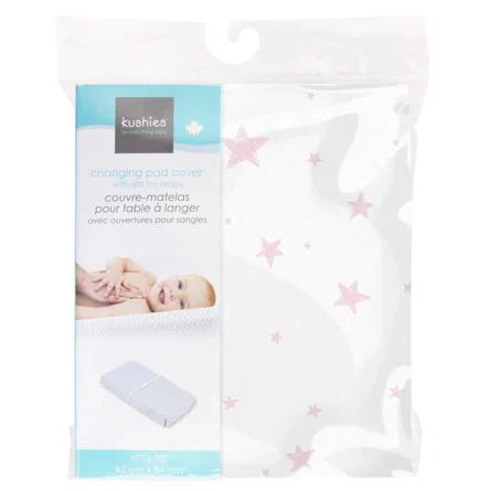 Housse pour matelas à langer avec ouverture pour sangles - Étoile Rose – Image 2