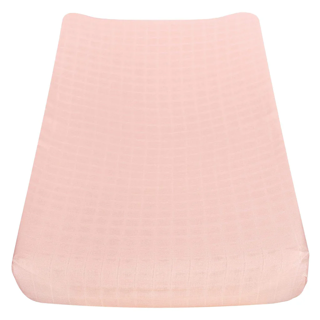 Housse pour matelas à langer en mousseline - Rose