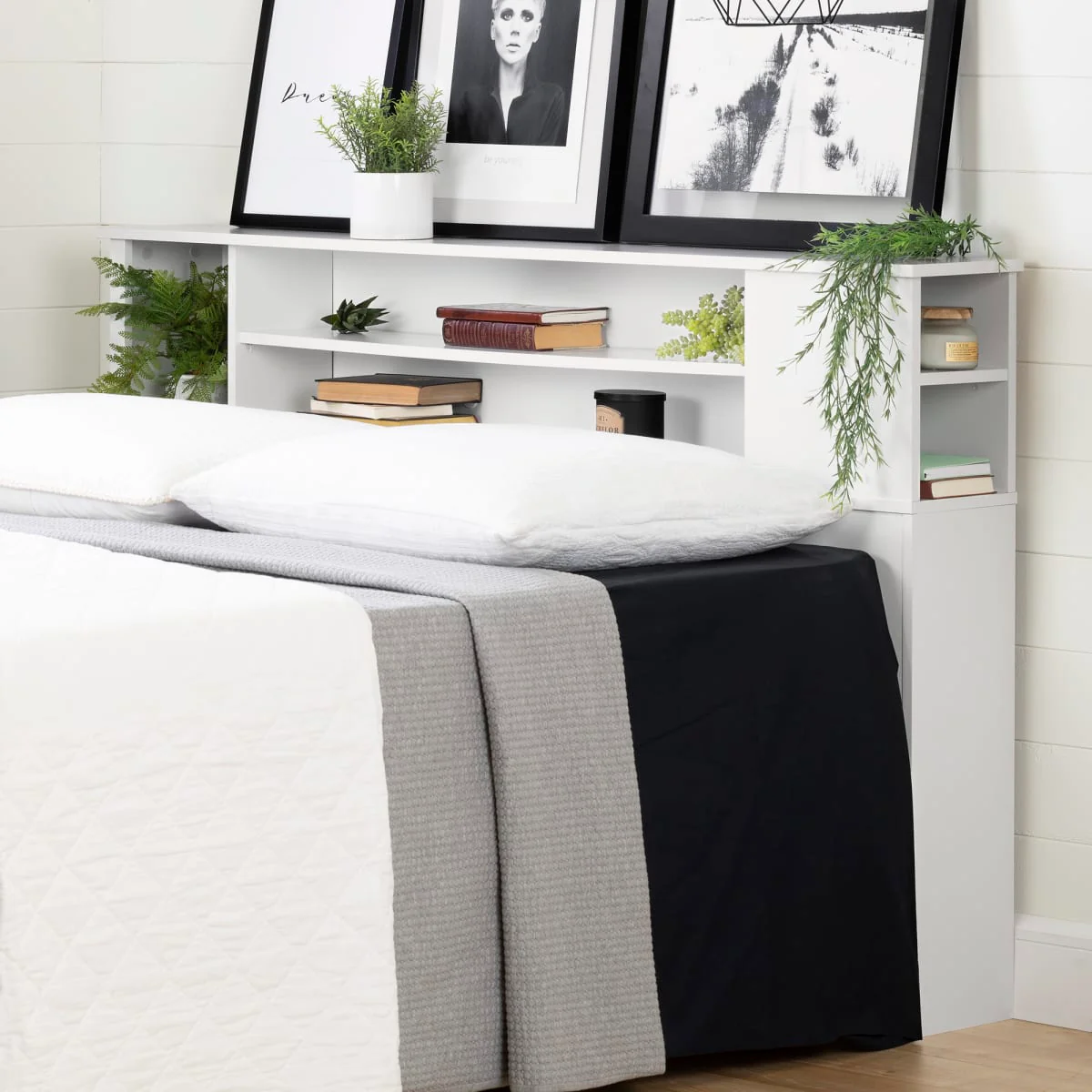 Tête de lit bibliothèque double/queen 54"/60" Vito - Blanc