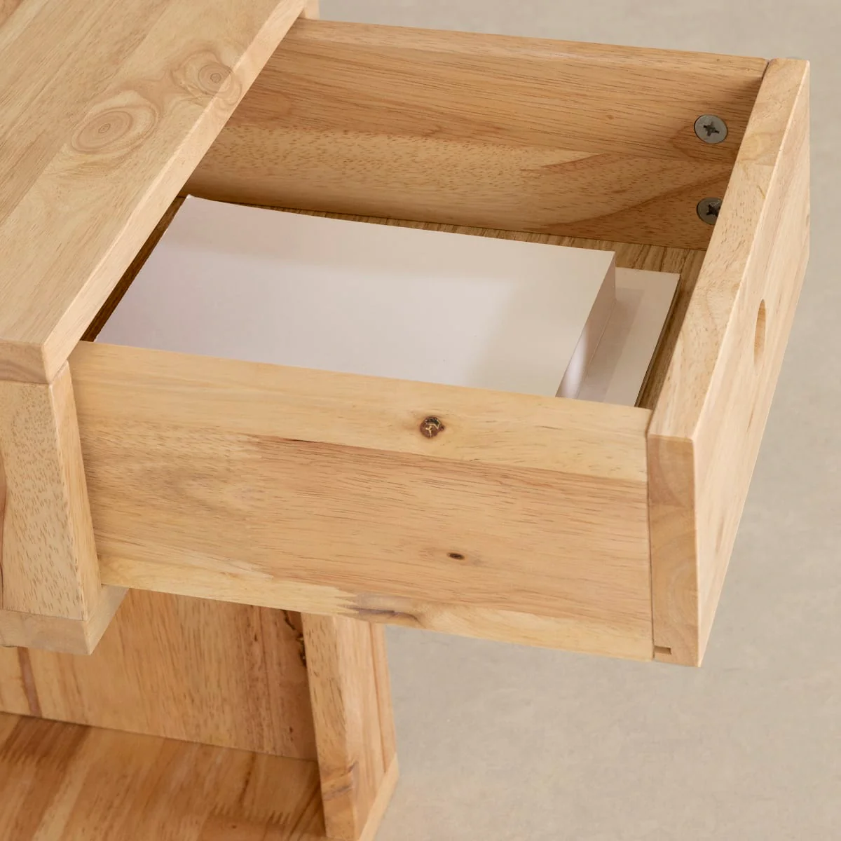 Table d'appoint 1 tiroir en bois massif Kodali - Bois naturel – Image 6