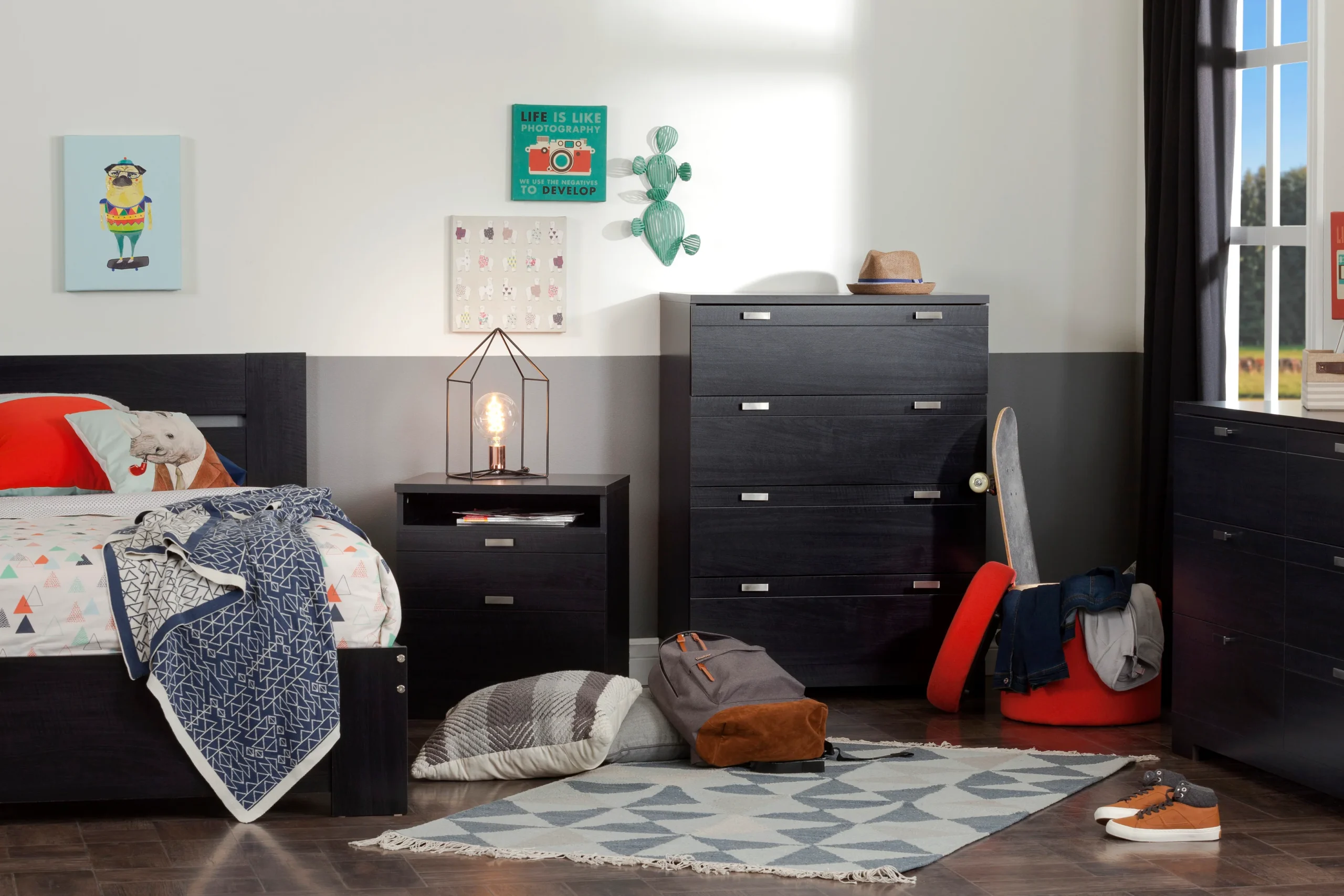 Commode 4 tiroirs Reevo-Chêne noir – Image 3