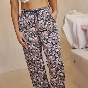 Pantalon Idole Imprime Floral Bleu Rose