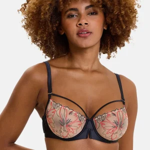 Soutien-gorge corbeille Alberta Noir & Rouge Poppy