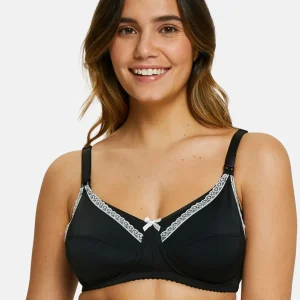 Soutien-gorge d'allaitement sans armatures New Caresse Noir/Ivoire